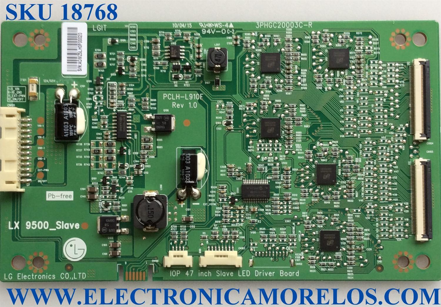 LED DRIVER / LG 3PHGC20003C-R / PCLH-L910F / ADMZ5LH / LX9500_SLAVE / PANEL LX95M47T480V5 / MODELO 47LX9500